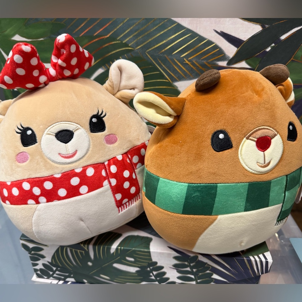 Squishmallows set of 2 Rudolph and Clarice Christmas Reindeer NWT 10 inch